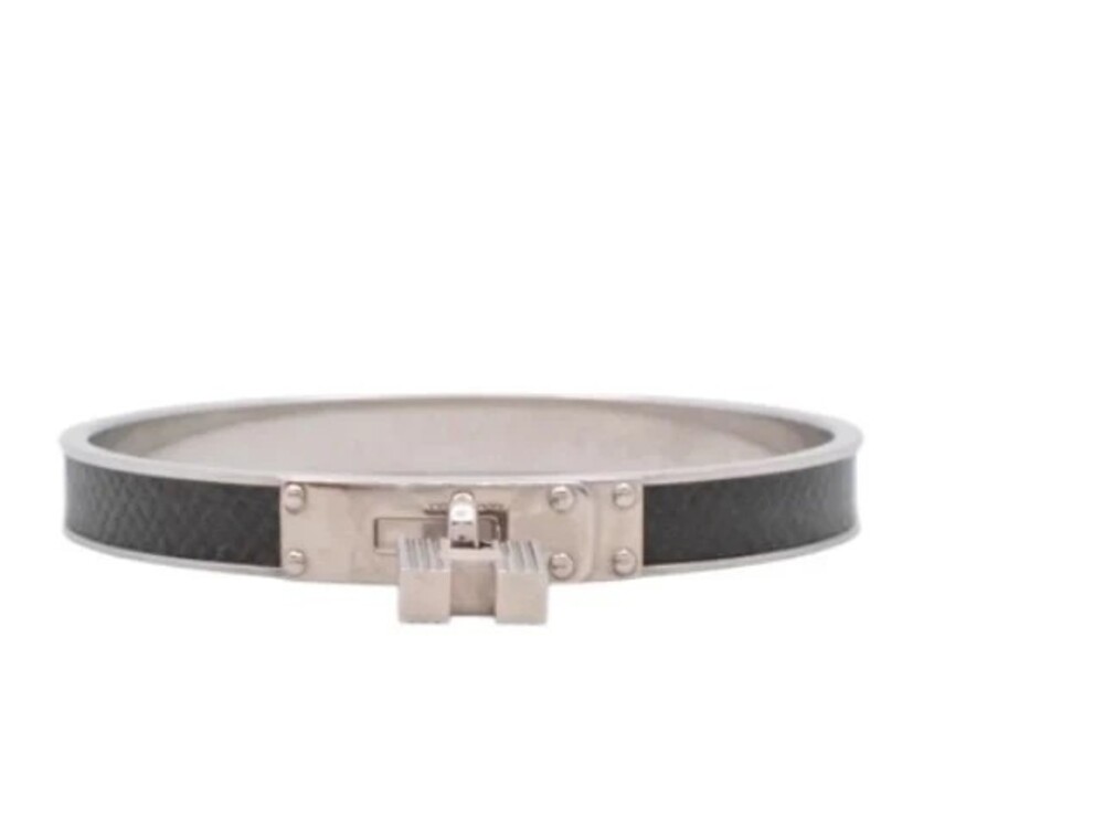 7538 - Hermes Kelly Bangle With H Padlock / 19cm / Black